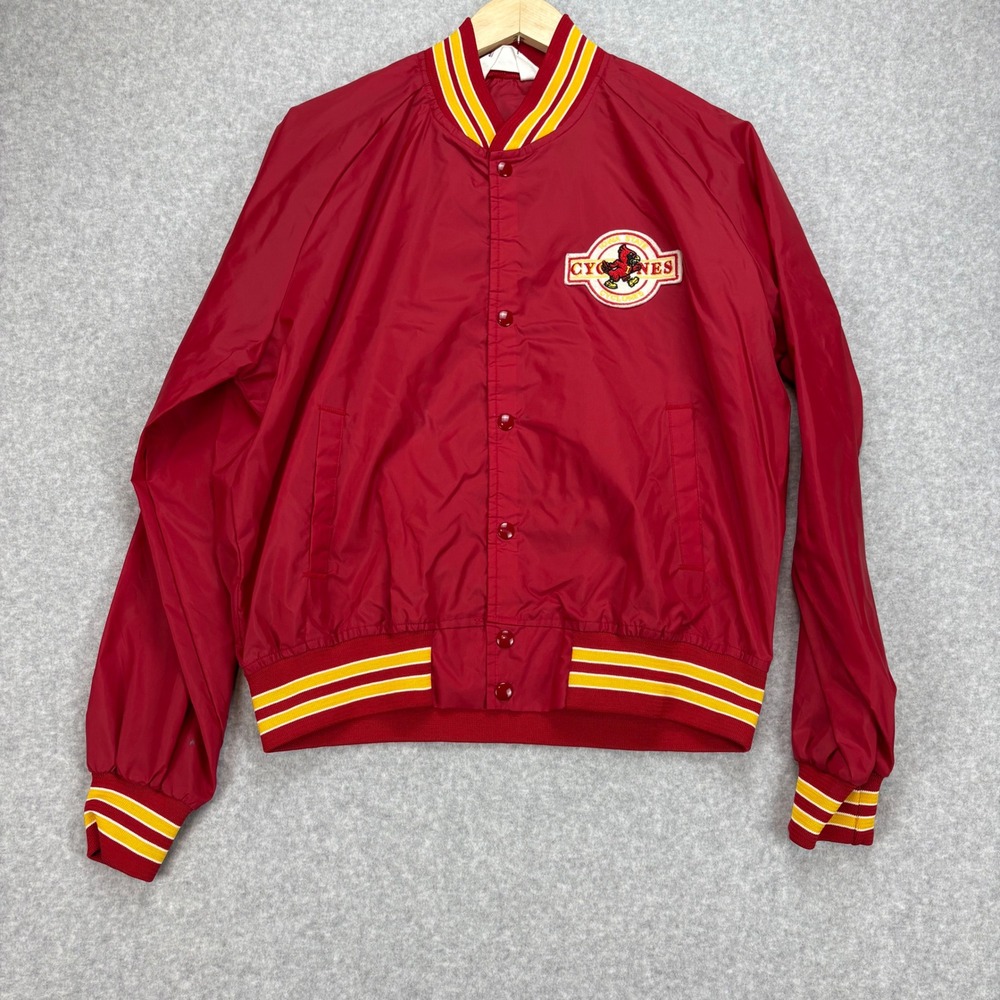 Vintage Iowa State Cyclones Chalk‎ Line Bomber Jacket Mens XL Red NCAA Varsity